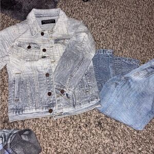 Washed Denim Jacket and Jeans Set